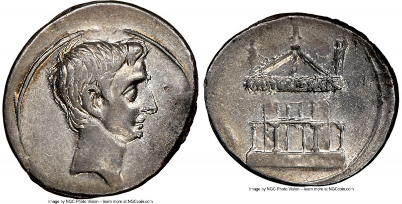 Octavian, as Sole Imperator (30-27 BC). AR denarius (20mm, 3.66 gm, 8h). NGC Cho...