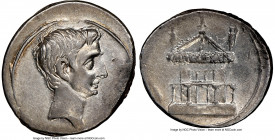 Octavian, as Sole Imperator (30-27 BC). AR denarius (20mm, 3.66 gm, 8h). NGC Choice XF 4/5 - 4/5. Italian (Rome?) mint, ca. 29-27 BC. Bare head of Oct...