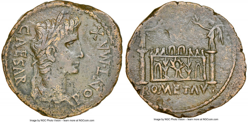 Augustus (27 BC-AD 14). AE as (27mm, 11.06 gm, 7h). NGC Choice VF. Lugdunum, 10-...