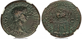 Claudius I (AD 41-54). AE sestertius (36mm, 26.66 gm, 7h). NGC Choice VF 5/5 - 2/5. Rome, AD 50-54. TI•CLAVDIVS•CAESAR•AVG•P•M•TR•P•IMP•P•P•, laureate...