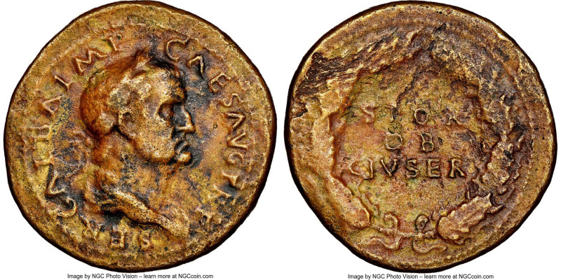 Galba (AD 68-69). AE sestertius (36mm, 23.60 gm, 6h). NGC VF 4/5 - 2/5. Rome, ca...