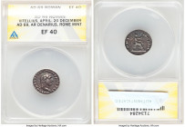 Vitellius (July-December AD 69). AR denarius (18mm, 6h). ANACS XF 40. Rome. A VITELLIVS GERM IMP AVG TR P, laureate head of Vitellius right/ PONT-MAXI...
