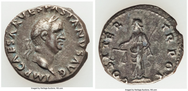 Vespasian (AD 69-79). AR denarius (18mm, 3.25 gm, 7h). VF. Rome, January-June AD...