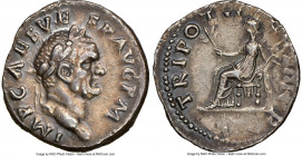 Vespasian (AD 69-79). AR denarius (18mm, 2.99 gm, 6h). NGC Choice XF, marks. Rome, January-June AD 71. IMP CAES VE-SP AVG P M, laureate head of Vespas...