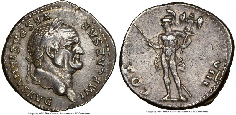 Vespasian (AD 69-79). AR denarius (18mm, 3.34 gm, 7h). NGC Choice XF, brushed. R...