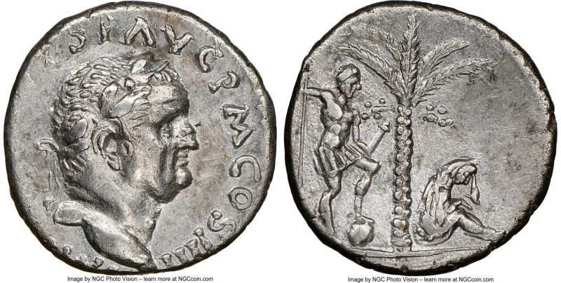 Vespasian (AD 69-79). AR denarius (16mm, 3.41 gm, 6h). NGC AU 4/5 - 3/5, brushed...