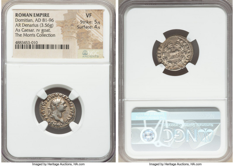 Domitian, as Caesar (AD 81-96). AR denarius (19mm, 3.56 gm, 6h). NGC VF 5/5 - 4/...