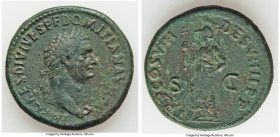 Domitian, as Augustus (AD 81-96). AE sestertius (34mm, 25.16 gm, 6h). VF. Rome, AD 82. IMP CAES DIVI VESP F DOMITIAN AVG P M, laureate head of Domitia...