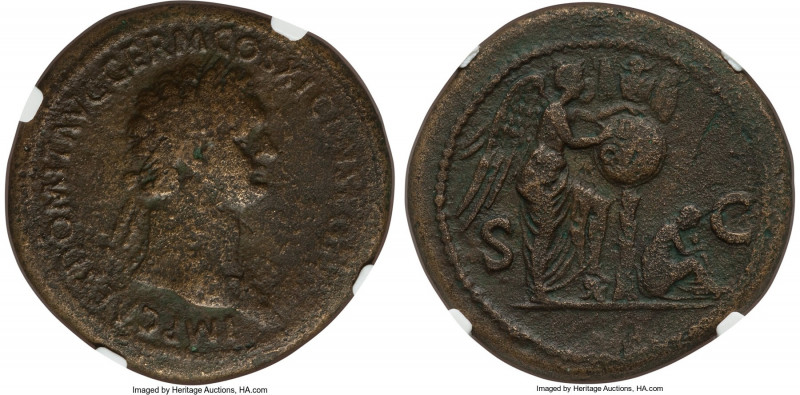 Domitian, as Augustus (AD 81-96). AE sestertius (35mm, 27.13 gm, 7h). NGC Fine 4...