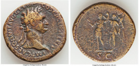Domitian, as Augustus (AD 81-96). AE sestertius (34mm, 26.87 gm, 5h). Fine. Rome, 1 January-13 September AD 88. IMP CAES DOMIT AVG GERM-COS XIII CENS ...