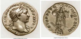Trajan (AD 98-117). AR denarius (19mm, 3.44 gm, 6h). Choice Fine. Rome, AD 103-111. IMP TRAIANO AVG GER DAC P M TR P, laureate bust of Trajan right, s...