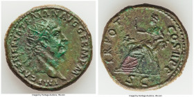 Trajan (AD 98-117). AE dupondius (29mm, 13.79 gm, 7h). VF, smoothing. Rome, AD 98-99. IMP CAES NERVA TRAIAN AVG GERM P M, radiate head of Trajan right...