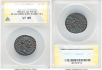 Trajan (AD 98-117). AE as (26mm, 8.28 gm, 5h). ANACS VF 35, smoothed. Rome, AD 98-99. IMP CAES NERVA TRAIAN AVG GERM P M, laureate head of Trajan righ...