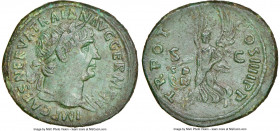 Trajan (AD 98-117). AE as (29mm, 10.44 gm, 6h). NGC Choice XF, light smoothing. Rome, AD 101-102. IMP CAES NERVA TRAIAN AVG GERM P M, laureate bust of...