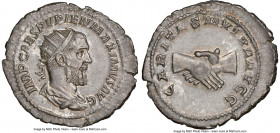 Pupienus (April-July AD 238). AR antoninianus (24mm, 4.12 gm, 6h). NGC Choice AU 5/5 - 4/5, Fine Style. Rome. IMP CAES PVPIEN MAXIMVS AVG, radiate, dr...