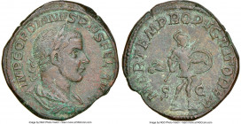 Gordian III (AD 238-244). AE sestertius (30mm, 20.58 gm, 12h). NGC XF. Rome, AD 243. IMP GORDIANVS PIVS FEL AVG, laureate, draped, and cuirassed bust ...