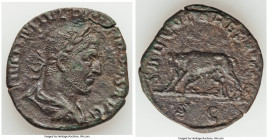 Philip I (AD 244-249). AE sestertius (29mm, 11.28 gm, 12h). VF, flan flaw, porosity. Rome, AD 248. IMP M IVL PHILIPPVS AVG, laureate, draped, and cuir...