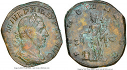 Philip I (AD 244-249). AE sestertius (29mm, 1h). NGC Choice XF. Rome, AD 244-249. IMP M IVL PHILIPPVS AVG, laureate, draped, and cuirassed bust of Phi...