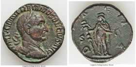 Trajan Decius (AD 249-251). AE sestertius (28mm, 15.23 gm, 12h). VF. Rome. IMP C M Q TRAIANVS DECIVS AVG, laureate, cuirassed bust of Trajan Decius ri...