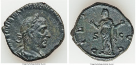 Trebonianus Gallus (AD 251-253). AE sestertius (27mm, 14.34 gm, 6h). VF. Rome. IMP CAES C VIBIVS TREBONIANVS GALLVS AVG, laureate, draped and cuirasse...
