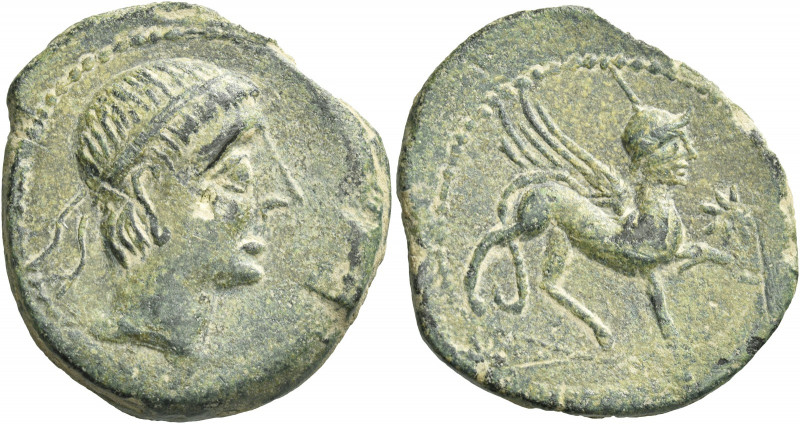 Greek Coins. Castulo. 
Unit or as mid 2nd century BC, Æ 12.61 g. Diademed male ...