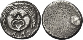 Greek Coins. Etruria, Populonia. 
20 Units III century BC, AR 8.32 g. Gorgoneion; below X:X. Rev. Blank. ECC 47.23 (this coin). Historia Numorum Ital...