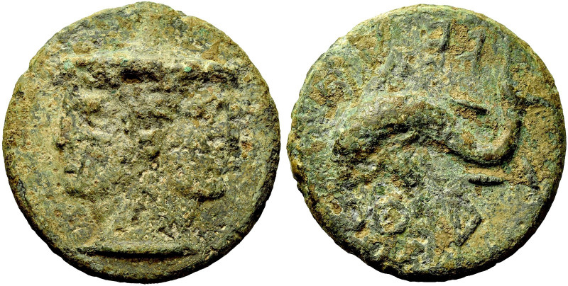 Greek Coins. Volaterrae. 
Dupondius III century BC, Æ 296.96 g. Janiform beardl...