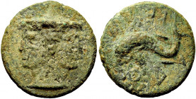 Greek Coins. Volaterrae. 
Dupondius III century BC, Æ 296.96 g. Janiform beardless head. Rev. Dolphin l. Haeberlin pl. 84. Thurlow-Vecchi 92. ICC 142...