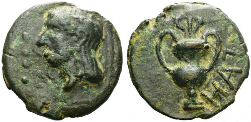 Greek Coins. Picenum, Hatria. 
Quatrunx circa 275-225, Æ 142.48 g. Head of Apol...