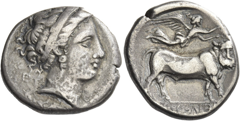 Greek Coins. Neapolis. 
Didrachm circa 350-325, AR 7.34 g. Head of nymph r., ha...