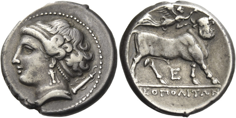 Greek Coins. Neapolis. 
Didrachm circa 275-250, AR 7.28 g. Head of nymph l., ha...