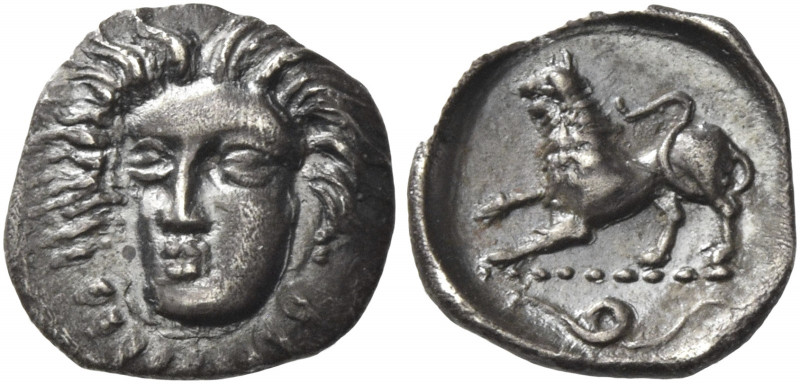 Greek Coins. Phistelia. 
Obol circa 325-275, AR 0.60 g. Female head facing slig...