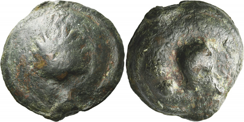 Greek Coins. Luceria. 
Biunx circa 225-217, Æ 78.35 g. Scallop shell. Rev. Astr...