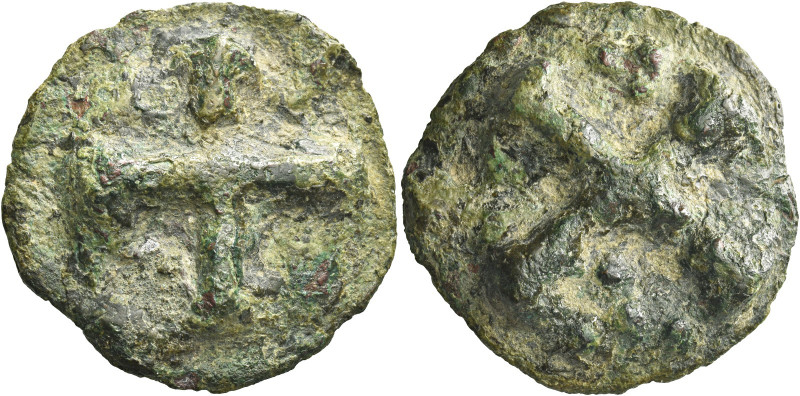 Greek Coins. Luceria. 
Quincunx circa 225-217, Æ 30.03 g. Wheel with four spoke...