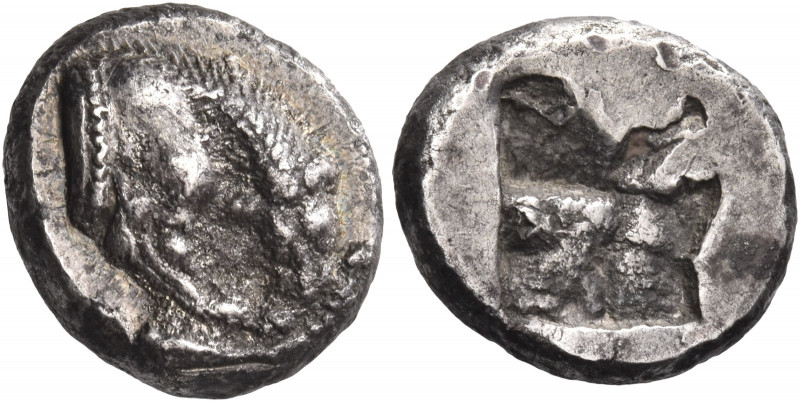 Greek Coins. Velia. 
Drachm circa 535-465, AR 3.87 g. Forepart of Lion r. teari...