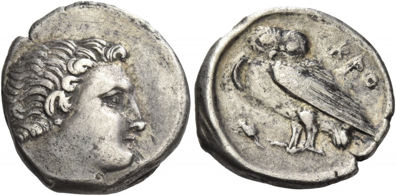 Greek Coins. Croton. 
Octobol (?) circa 300-250, AR 3.03 g. Bare head of river-...