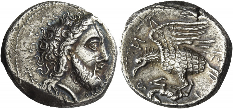Greek Coins. Locri. 
Nomos circa 320-280, AR 7.57 g. Laureate head of Zeus r.; ...