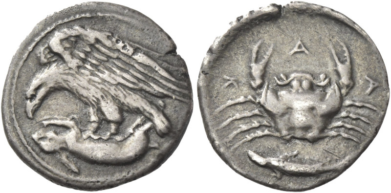 Greek Coins. Sicily, Agrigentum. 
Hemidrachm circa 410, AR 1.75 g. Eagle flying...