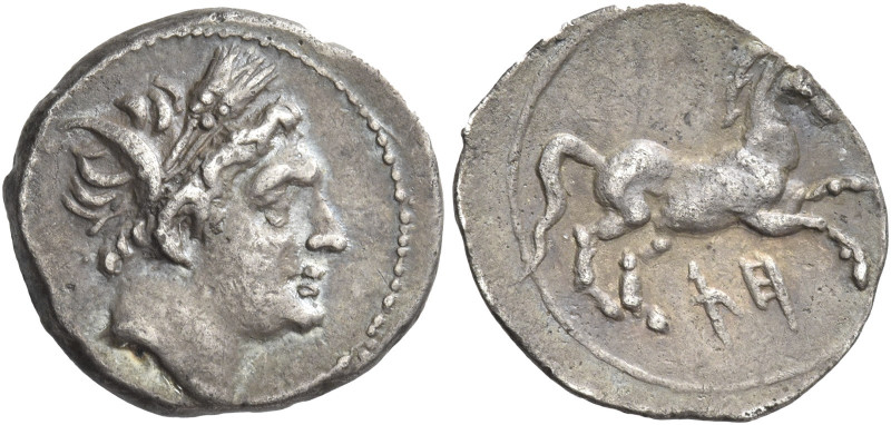 Greek Coins. Sicily, Agrigentum. 
Quarter shekel circa 213-211, AR 2.11 g. Wrea...
