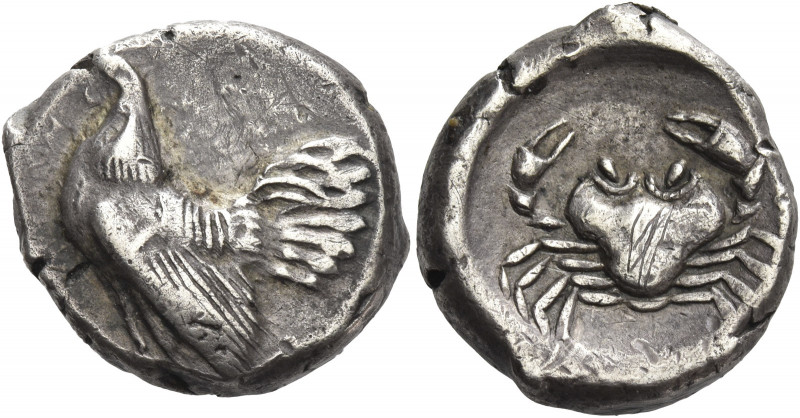 Greek Coins. Himera. 
Didrachm circa 483-472, AR 8.65 g. Cock standing l. Rev. ...