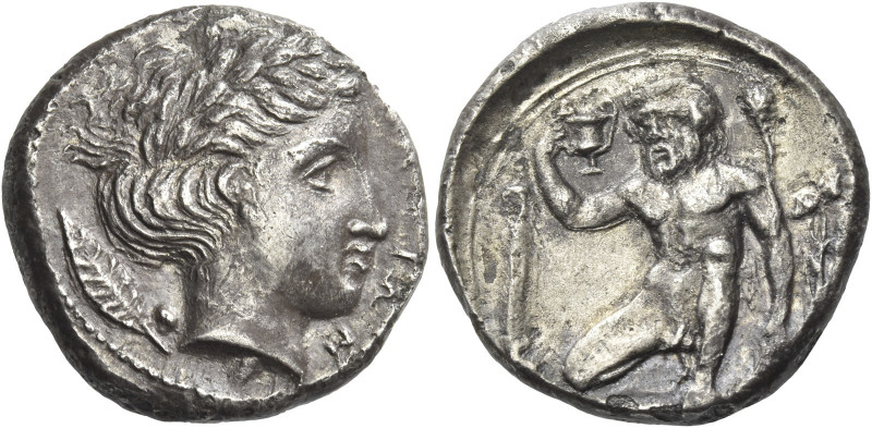 Greek Coins. Naxos. 
Didrachm circa 430-415, AR 7.81 g. [NAΞ]IΩN Laureate head ...