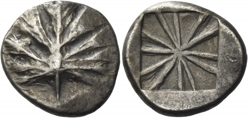 Greek Coins. Selinus. 
Didrachm circa 540-515, AR 8.70 g. Selinon leaf. Rev. In...