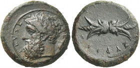 Greek Coins. Syracuse. 
Hemilitra or uncia (?) circa 357-354, Æ 5.42 g. ZEYΣ EΛEYΘEPIOΣ Laureate head of Zeus l. Rev. ΣYPAKO – [ΣIΩN] Thunderbolt. SN...