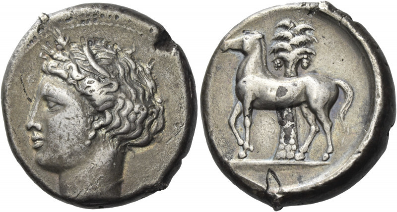 Greek Coins. The Carthaginians in Italy, Sicily and North Africa. 
Tetradrachm,...
