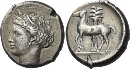 Greek Coins. The Carthaginians in Italy, Sicily and North Africa. 
Tetradrachm, uncertain mint in Sicily "people of the camp" circa 350-320, AR 16.75...