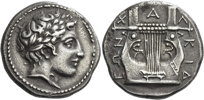 Greek Coins. Olynthus. 
Chalcidian league. Tetradrachm circa 410-401, AR 12.22 ...