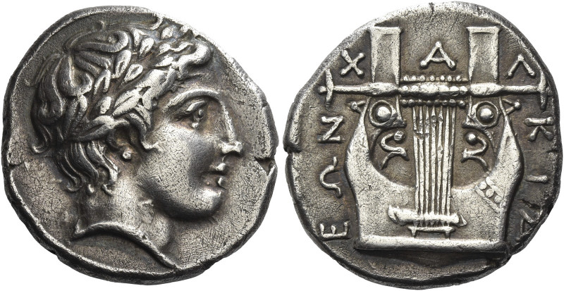 Greek Coins. Olynthus. 
Chalcidian league. Tetradrachm circa 410-401, AR 12.17 ...