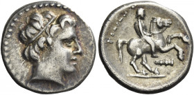 Greek Coins. Philip II 359 – 336 and posthumous issues. 
1/5 tetradrachm circa 317-297, AR 2.28 g. Diademed head of Apollo r. Rev. ΦΙΛΙΠΠΟY Horseman ...