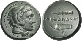 Greek Coins. Alexander III, 336 – 323 and posthumous issues. 
Bronze, uncertain mint in Macedonia circa 336-323, Æ 7.14 g. Head of Heracles r., weari...