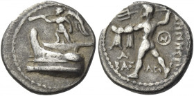 Greek Coins. Demetrius I Poliorketes, 306 – 283. 
Hemidrachm, Tarsus circa 298-295, AR 2.00 g. Nike on prow of galley l., blowing trumpet. Rev. BAΣ –...